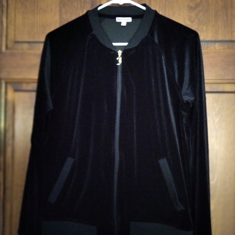Juicy Couture Velour Track Jacket Black Y2K Size L